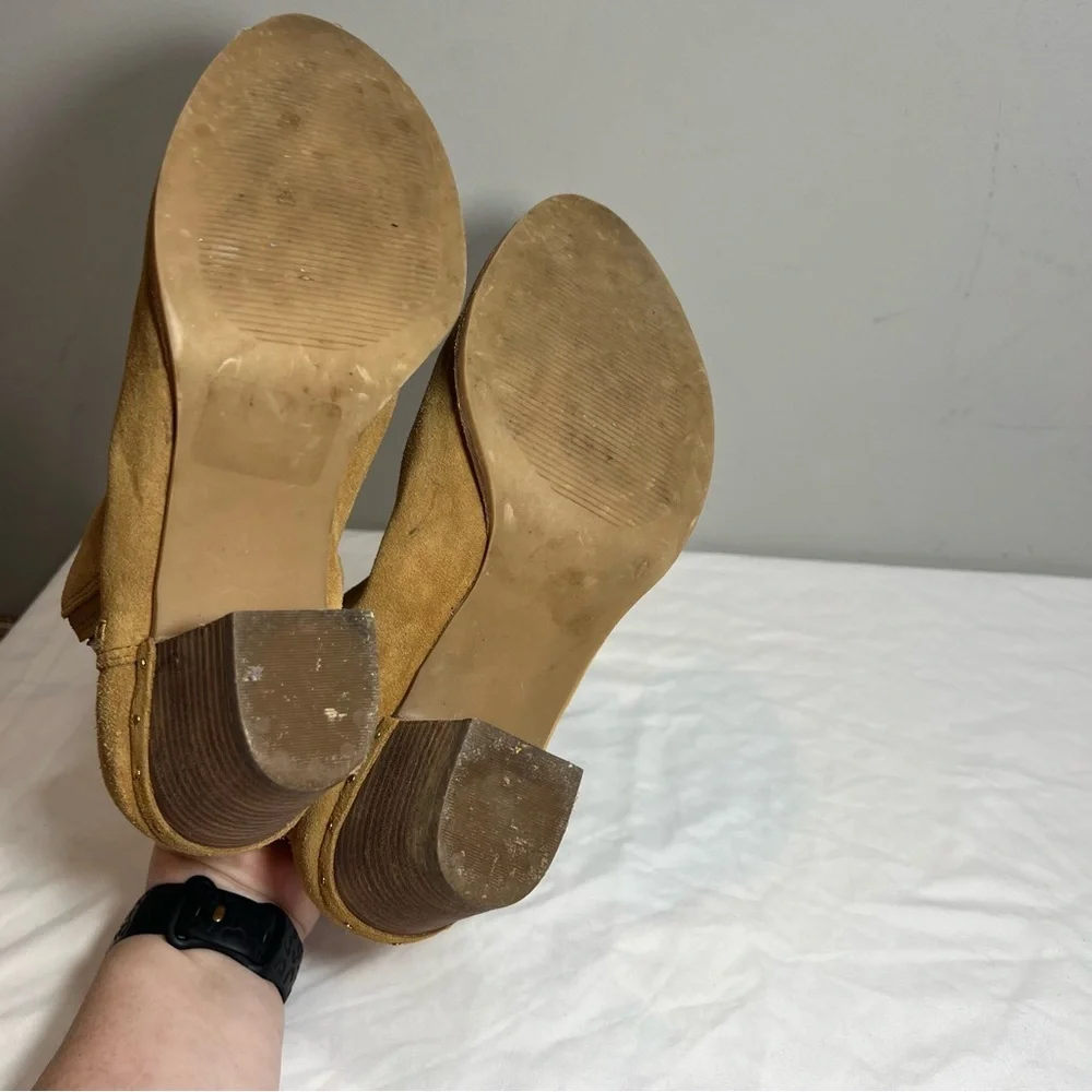 Steve Madden tinker camel tan block heel side zip ankle boots booties size 8.5